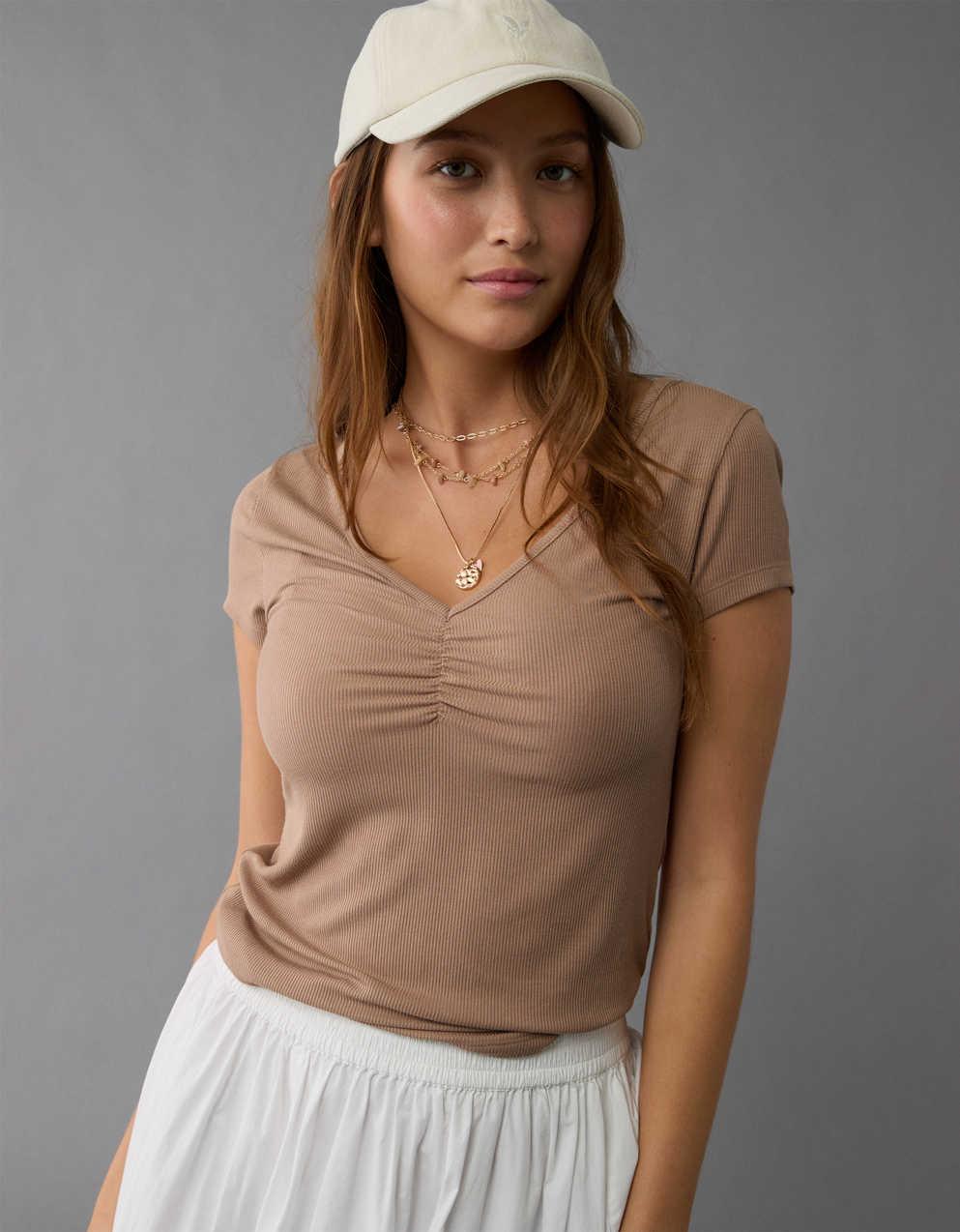 AE Soft \u0026 Sexy Cinch-Front T-Shirt | Men's \u0026 Women's Jeans, Clothes \u0026  Accessories | American Eagle Singapore