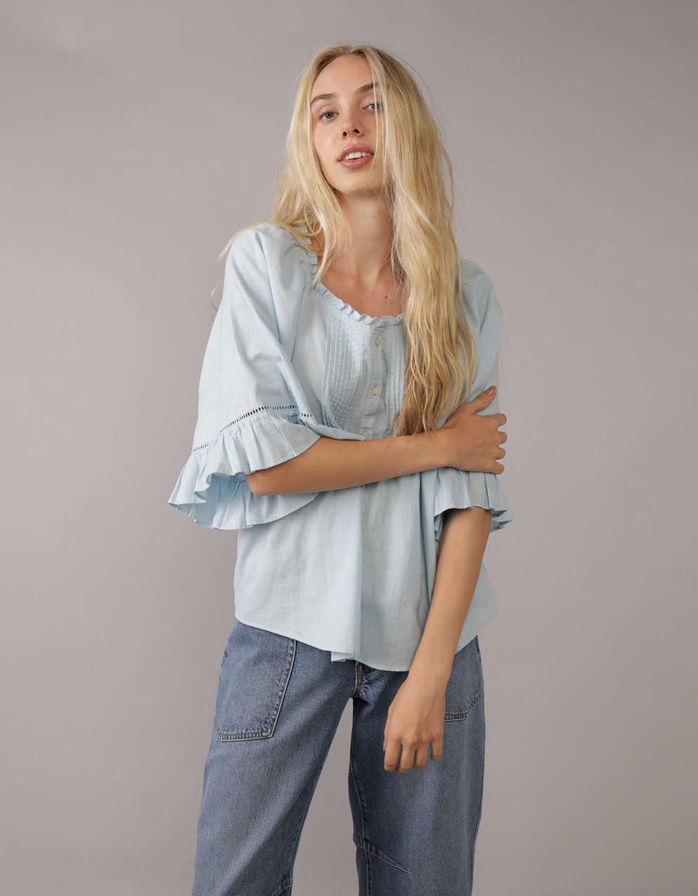 ブラウス LIGHT OZ DENIM FRILL BLOUSE LIGHT OZ DENIM FRILL BLOUSE – calif（カリフ）公式サイト