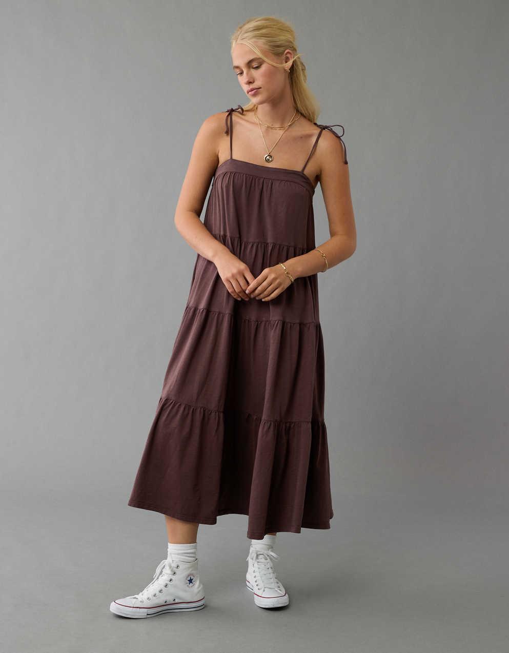 AE Sunchaser Knit Tie Shoulder Maxi Dress | American Eagle Europe | Men's &  Women's Jeans & Clothing