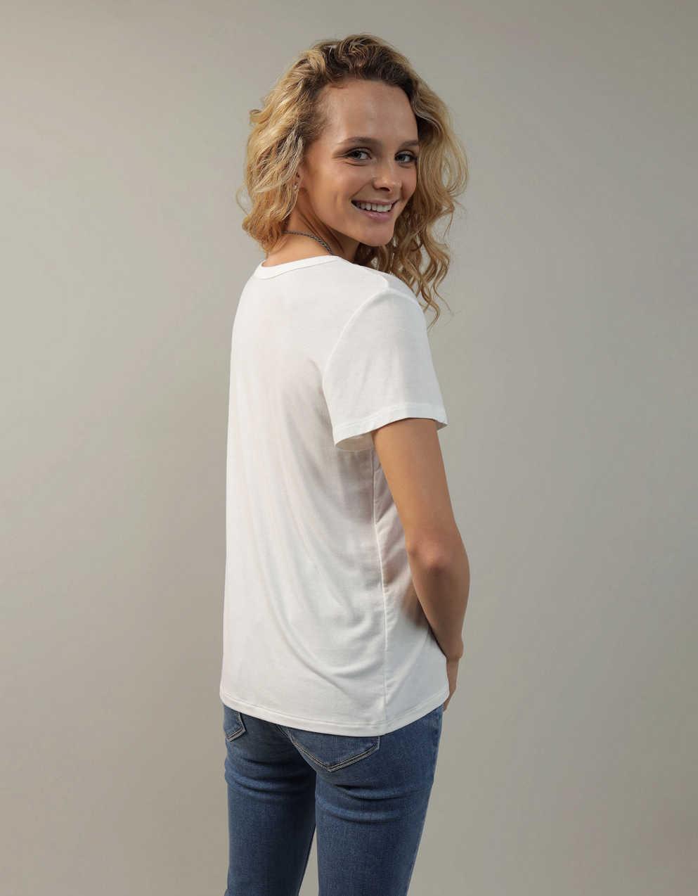 トップス aeae USA BANNER HENLY NECK TEE WHITE AE Short-Sleeve Henley Icon T-Shirt | Men's & Women's Jeans