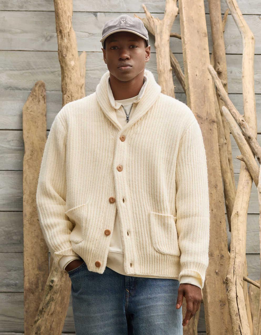 men's cashmere shawl collar cardigan sweater