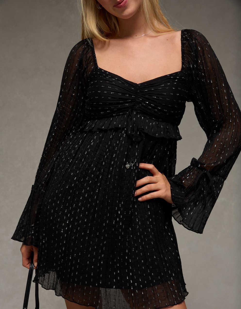ae long sleeve babydoll dress Ae Women's Sweetheart Babydoll Long-sleeve Mini Dress | Women's Dresses, One-pieces, & Sets | Apparel - Shop Your Navy Exchange