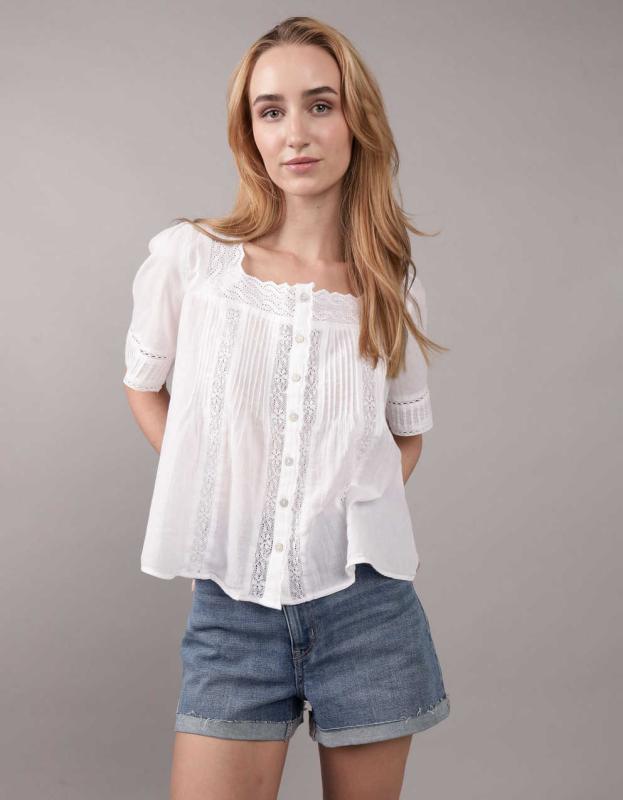 Chemise American Eagle Femme XS Beige - Manches Longues - Occasion Très Bon état