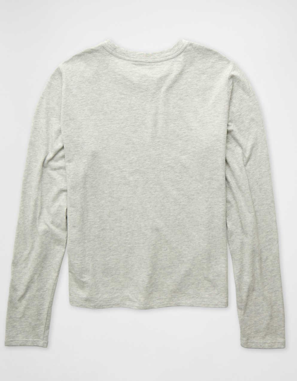 Haut étoilé Gris Aerie Manches Longues - Taille M, Motif Floral, Coton, Occasion Bon état