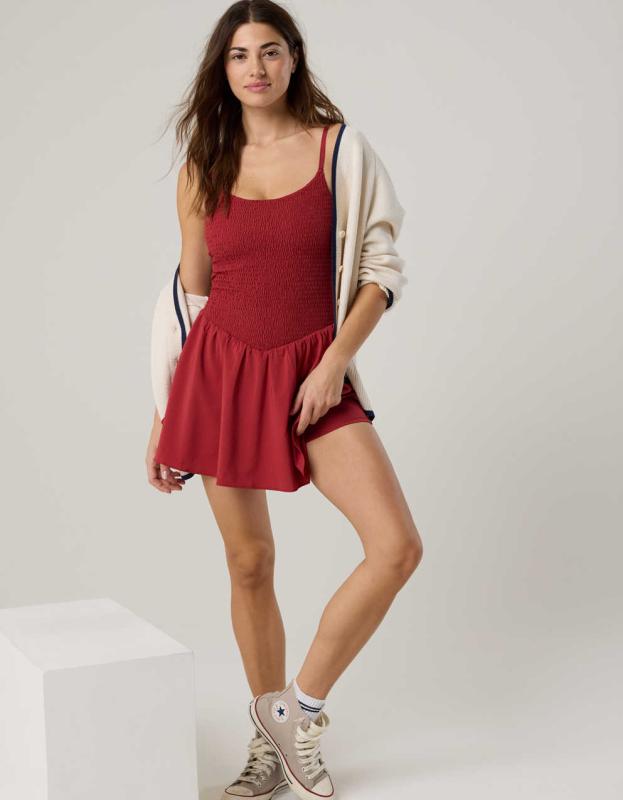 red cocktail party dress Elegant A Line Midi Dress Sexy Spaghetti Strap Red Holiday Party Dresses  fg6795