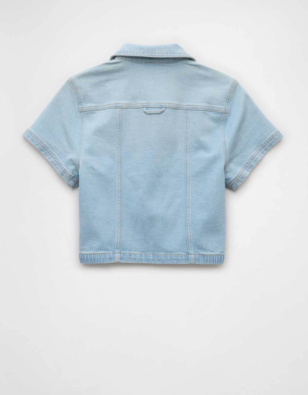 AE Denim Collared Zip-Up Crop Top | Men's & Women's Jeans
