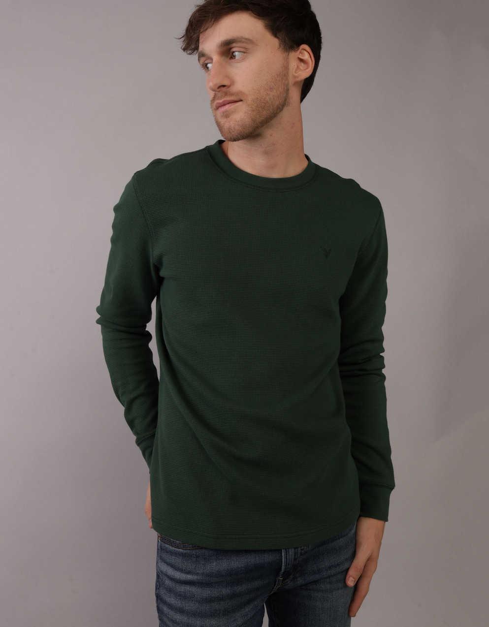 AE Long-Sleeve Crew Neck Thermal T-Shirt | Men's \u0026 Women's Jeans, Clothes \u0026  Accessories | American Eagle Singapore