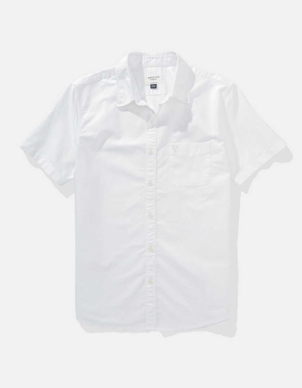 AE Short-Sleeve Slim Fit Button-Up Shirt | American Eagle UK | Men's ...