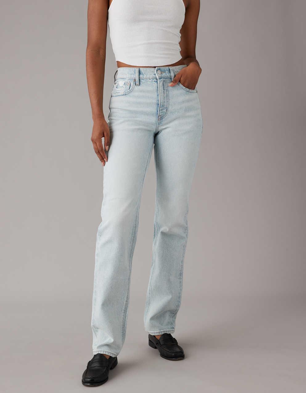 AE Stretch Super High-Waisted Straight Jean | Men's \u0026 Women's Jeans,  Clothes \u0026 Accessories | American Eagle Singapore