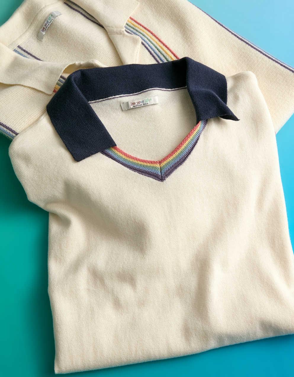 AE Pride Weekend Sweater Polo Shirt | Men's \u0026 Women's Jeans, Clothes \u0026  Accessories | American Eagle Japan