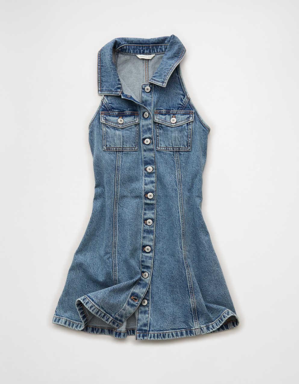ae denim dress Ramy Brook Karla Scoop Neck Denim Mini Dress in Medium Wash