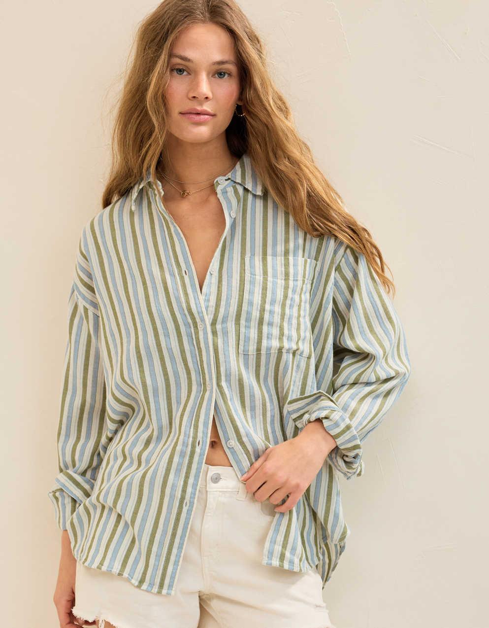 american eagle dress shirts AE Relaxed Fit Short Sleeve Camp Collar Shirt