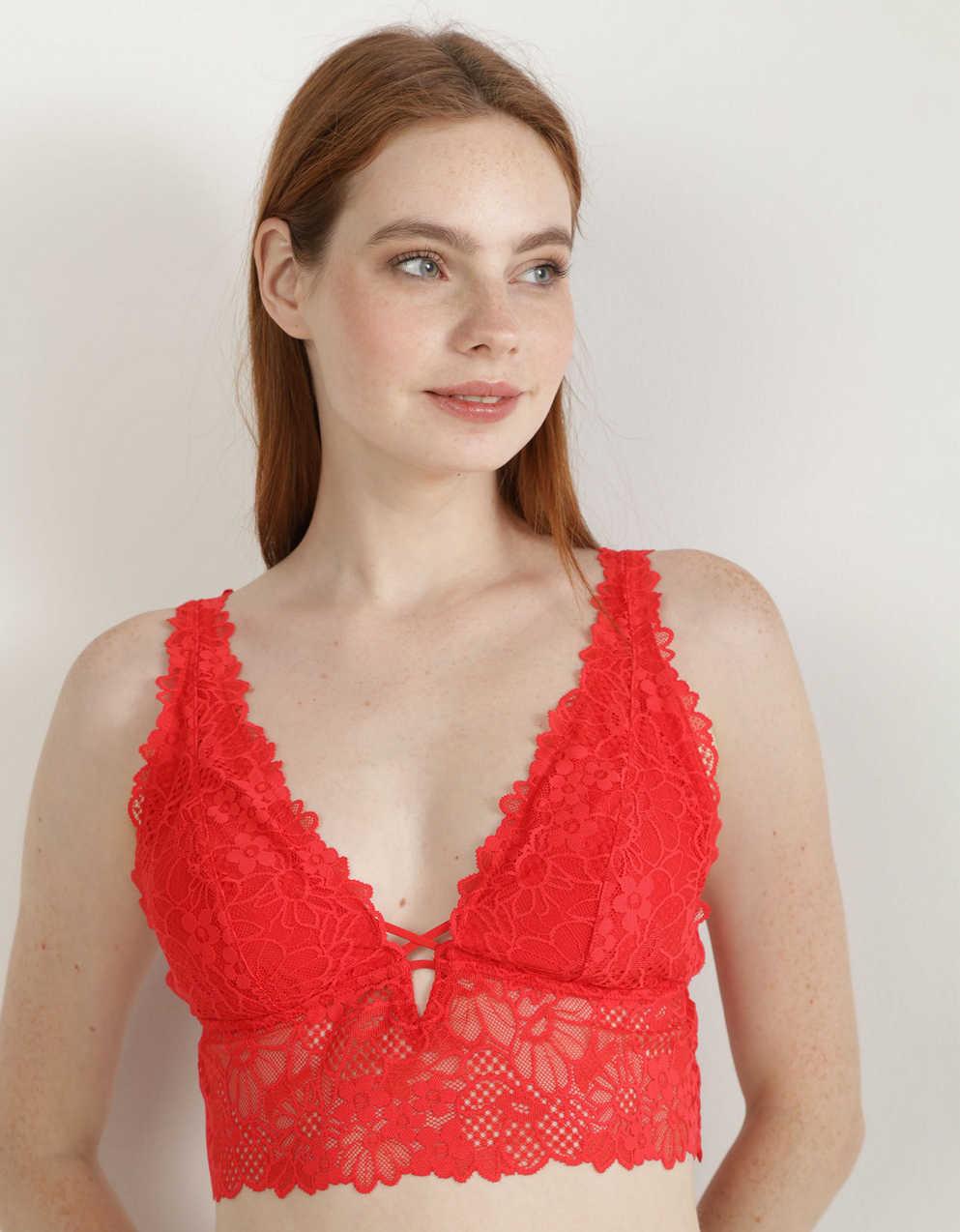 red lace bralette crop top