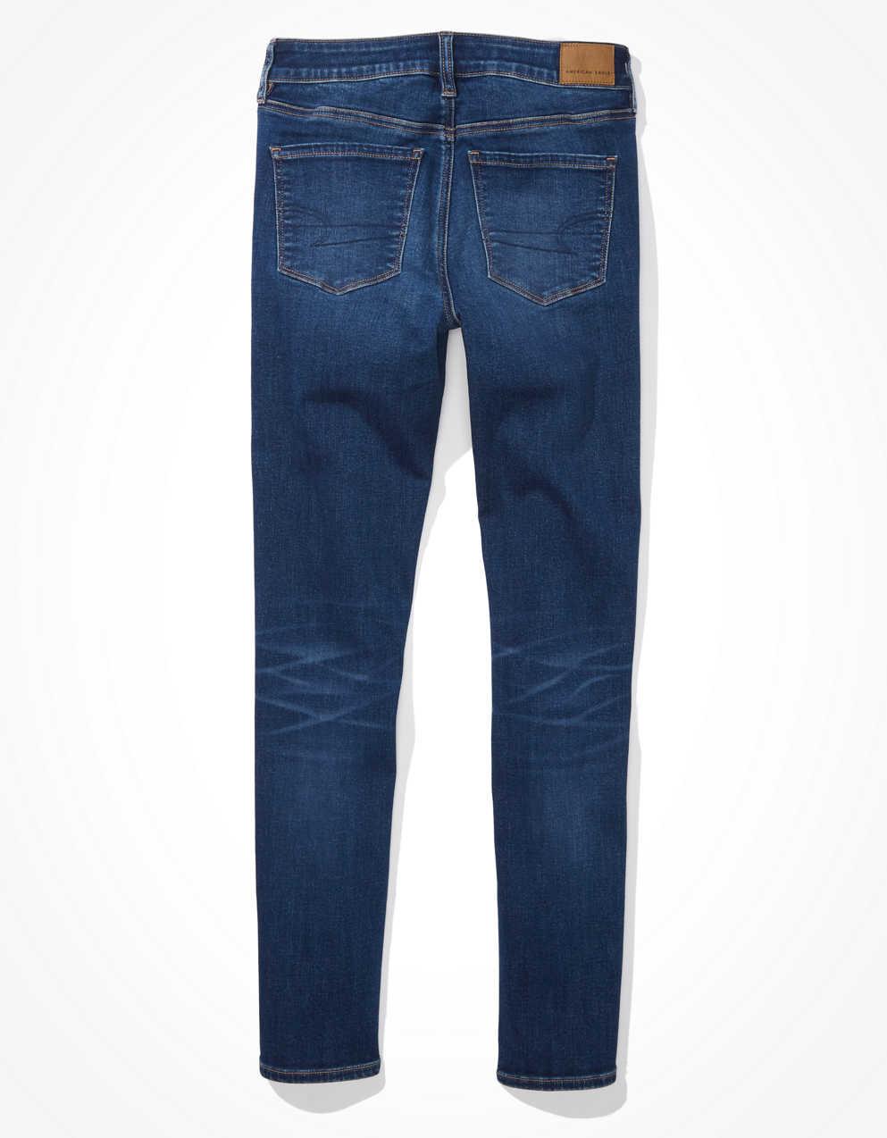 AMERICAN EAGLE スキニーデニム US 2 アメリカンイーグル｜ブラックダメージジェギングus2 黒