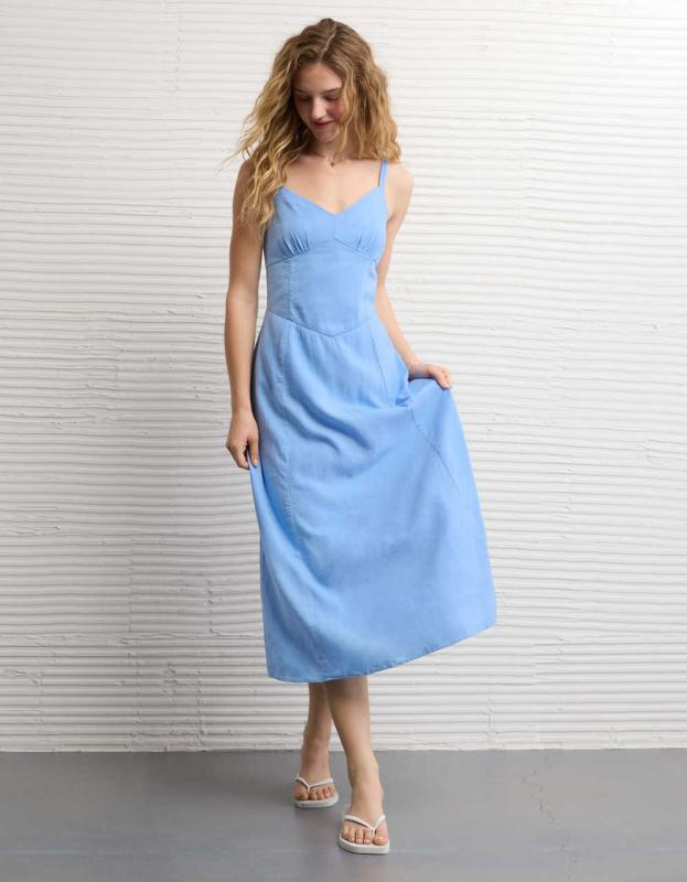 knee length dresses for ladies Summer Land V-Neckline Midi Dress Blue main image 0