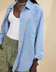 Tシャツ・カットソー AIE SS24 SEERSUCKER COTTON SHIRT (OT726_A-BLUE) c2126dd4-44af-4c0b-a270-
