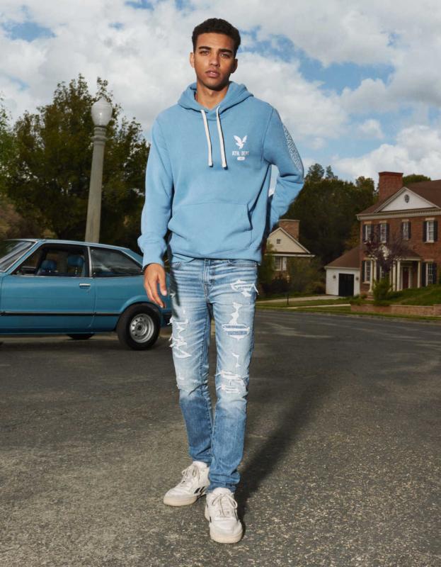 Jean Skinny American Eagle Taille 00 Délavé Léger - Neuf Sans étiquettes, Vintage, Couleur Bleu