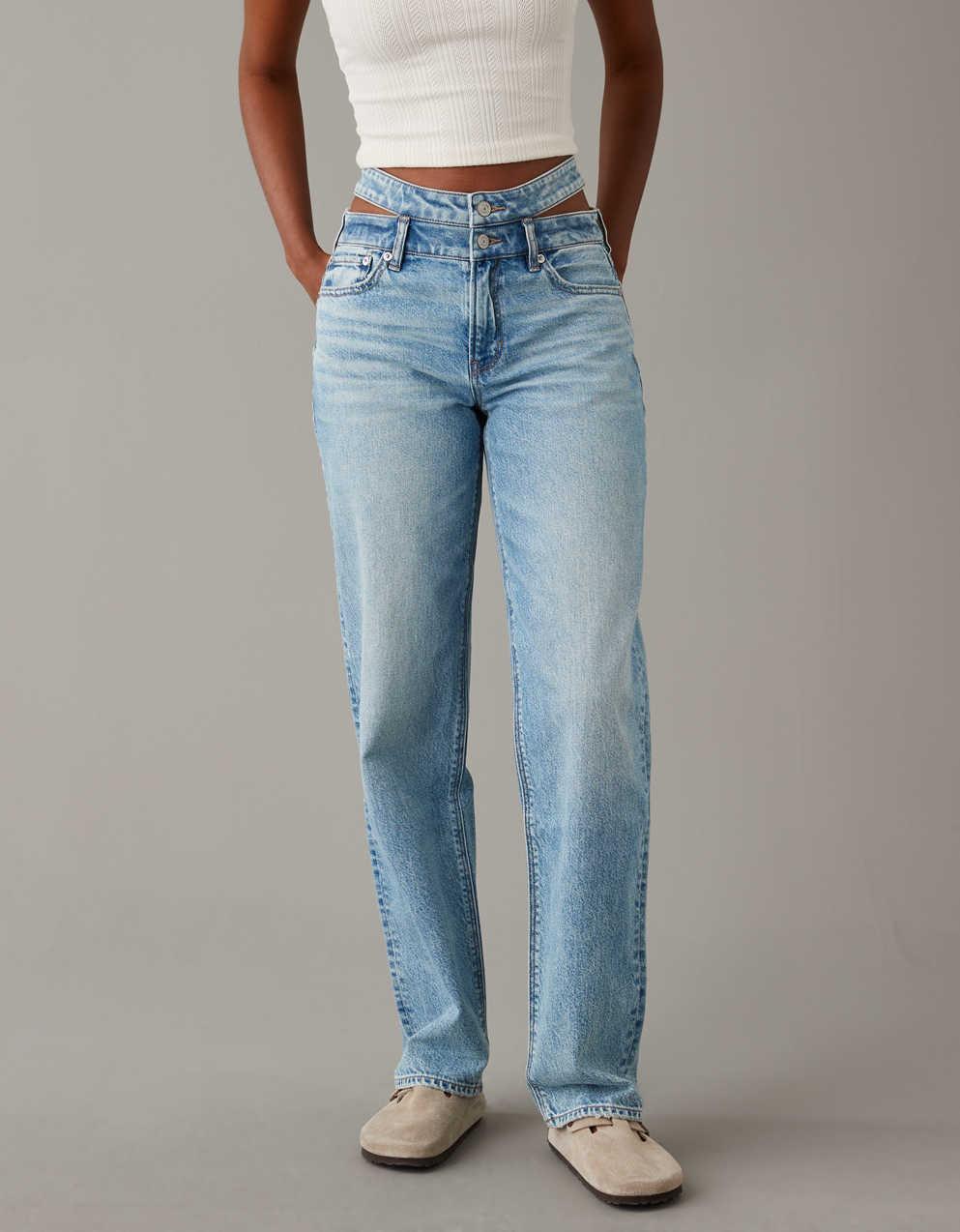 AE Strigid Super High-Waisted Baggy Straight Cut-Out Jean | American Eagle  UK | Men's \u0026 Women's Jeans, Clothing \u0026 More