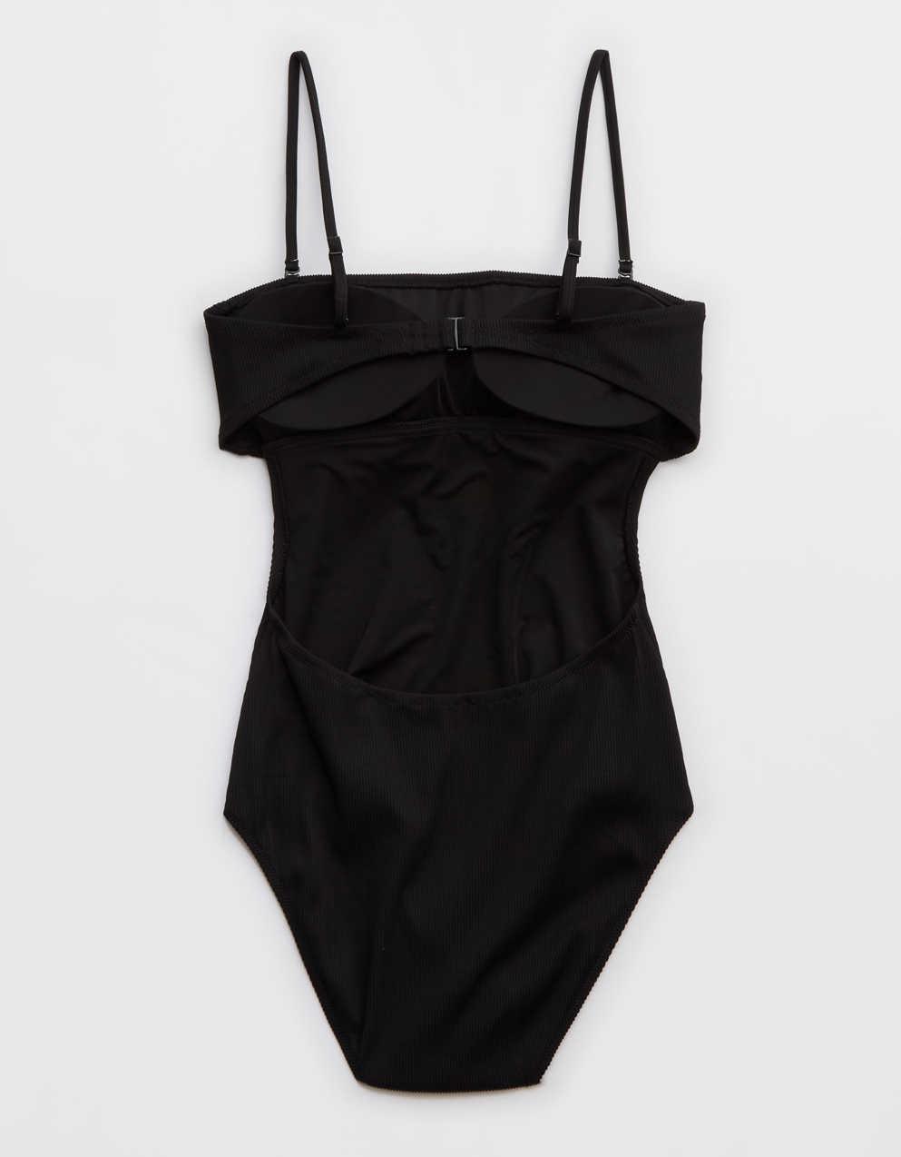 Aerie リブ編みストラップレス・ワンピース水着 | メンズ