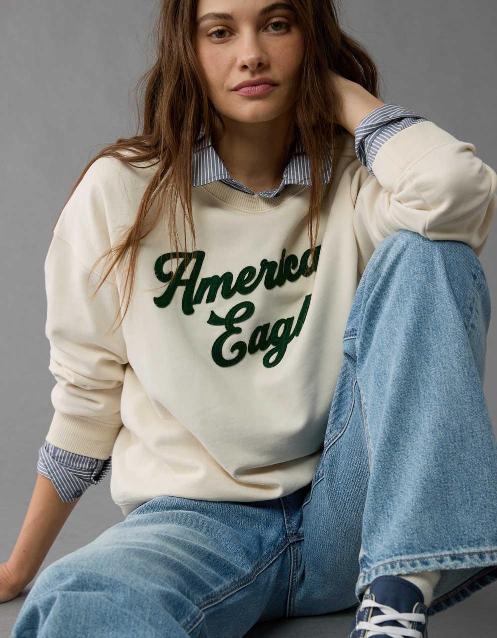 AE Logo Graphic Relaxed Crew Neck Sweatshirt | Men's