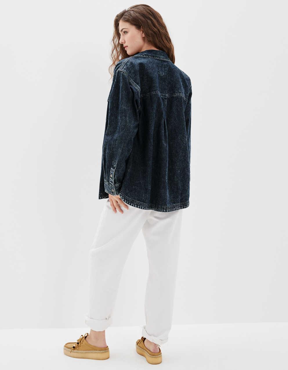 Reese Jersey Denim Button Up Indigo