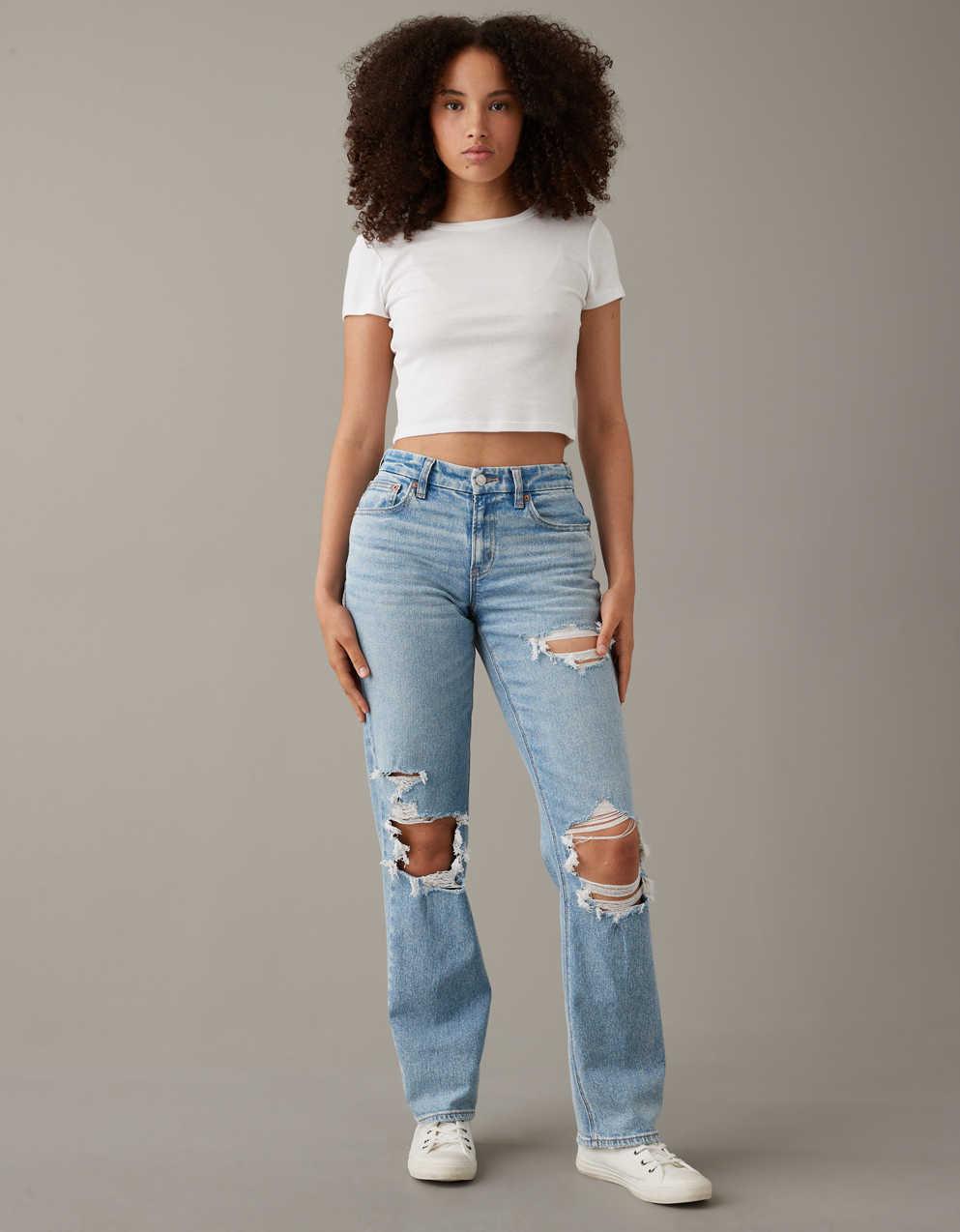 AE Stretch Curvy High-Waisted Straight Jean | Men's \u0026 Women's Jeans,  Clothes \u0026 Accessories | American Eagle Singapore