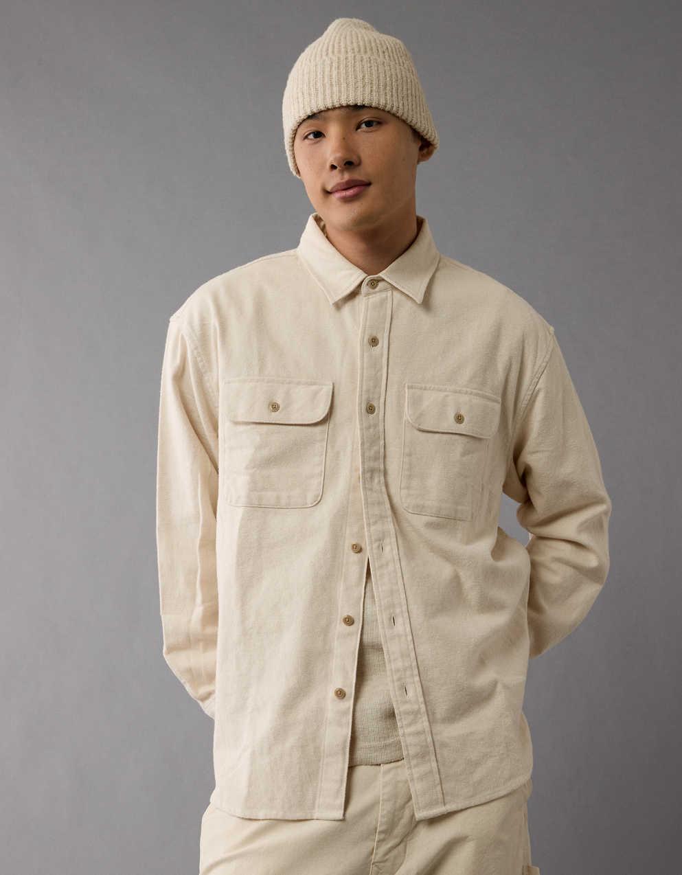 アメリカンイーグル　AEフランネル・シャツ　Lサイズ　チャコールアッシュ アメリカンイーグル AMERICAN EAGLE OUTFITTERS 正規品