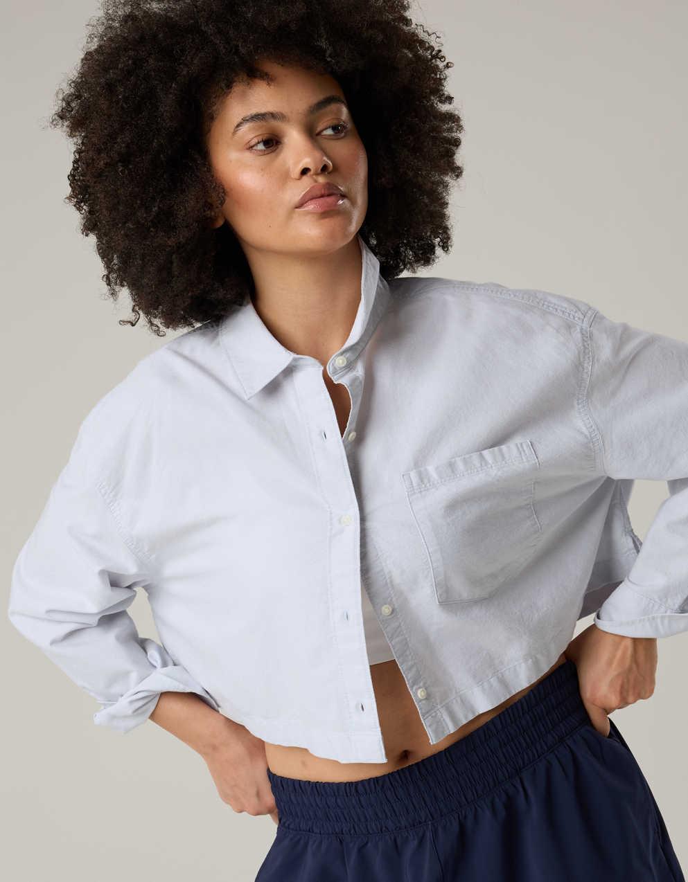OFFLINE By Aerie Cropped Button Up Shirt | Men's & Women's Jeans