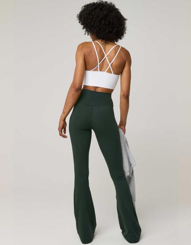 LULULEMON☆ ダークグリーン ハイウエスト レギンス OFFLINE By Aerie Real Me ハイウエスト クロスオーバー フレア