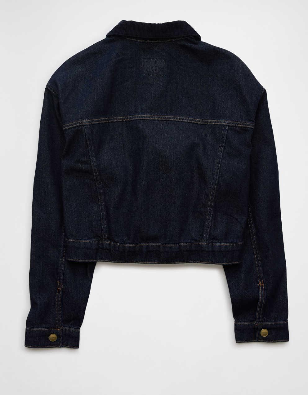 AE Cropped Corduroy Collar Denim Jacket | Men's & Women's