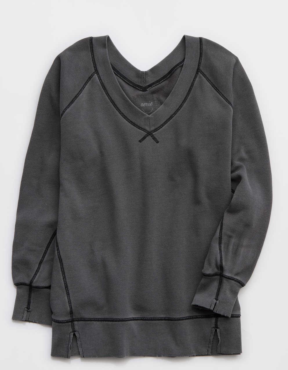 Aerie Downtime Textured V-Neck Sweatshirt | Men's & Women's