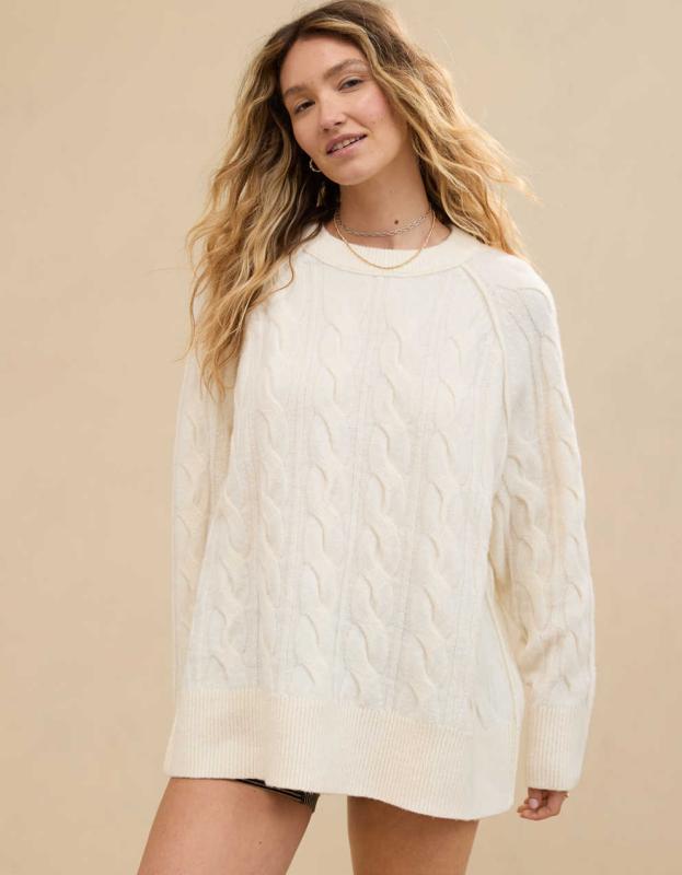Aerie unREAL Cable Crew Sweater | American Eagle Europe | Men's & Women's  Jeans & Clothing
