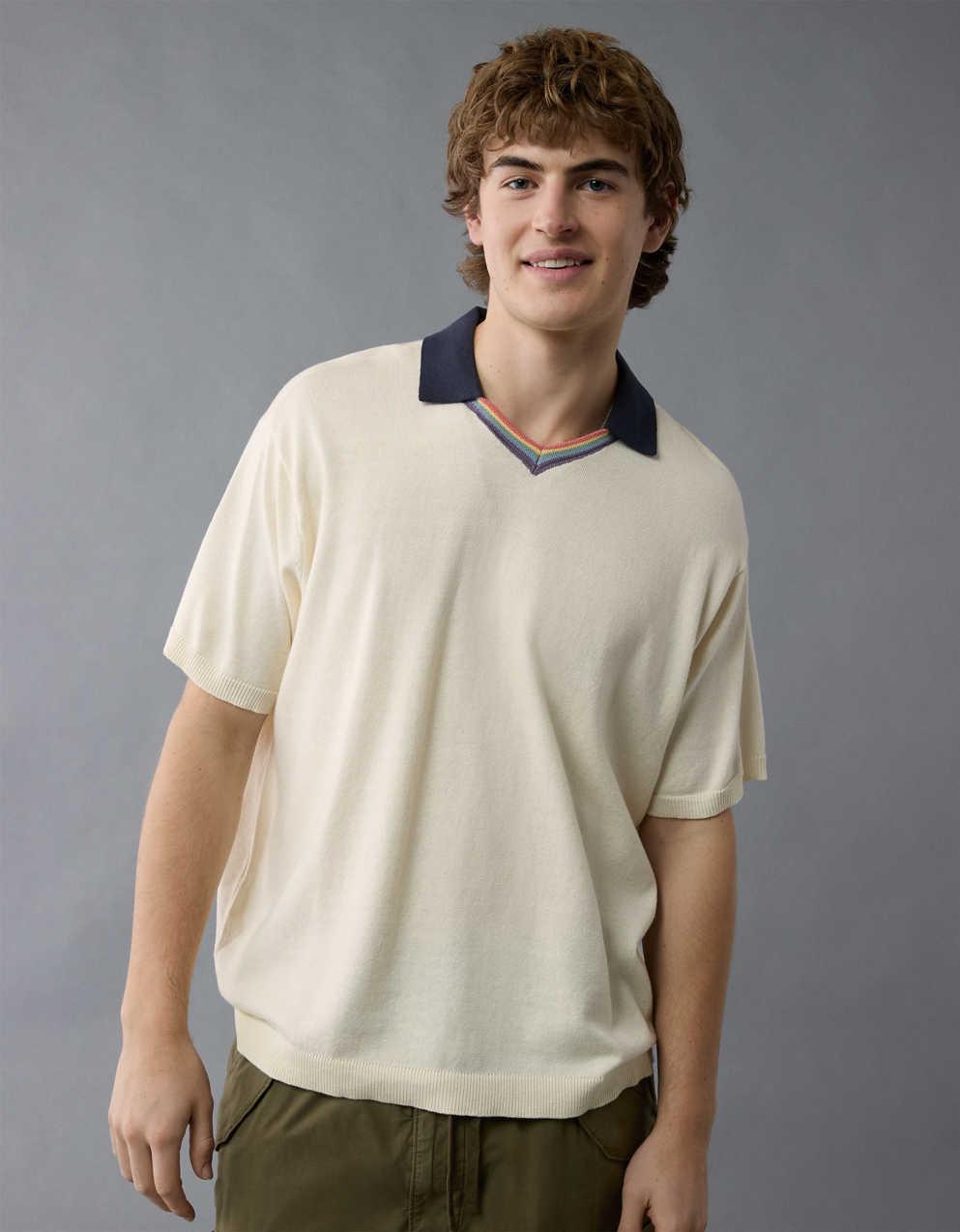 AE Pride Weekend Sweater Polo Shirt | Men's \u0026 Women's Jeans, Clothes \u0026  Accessories | American Eagle Japan