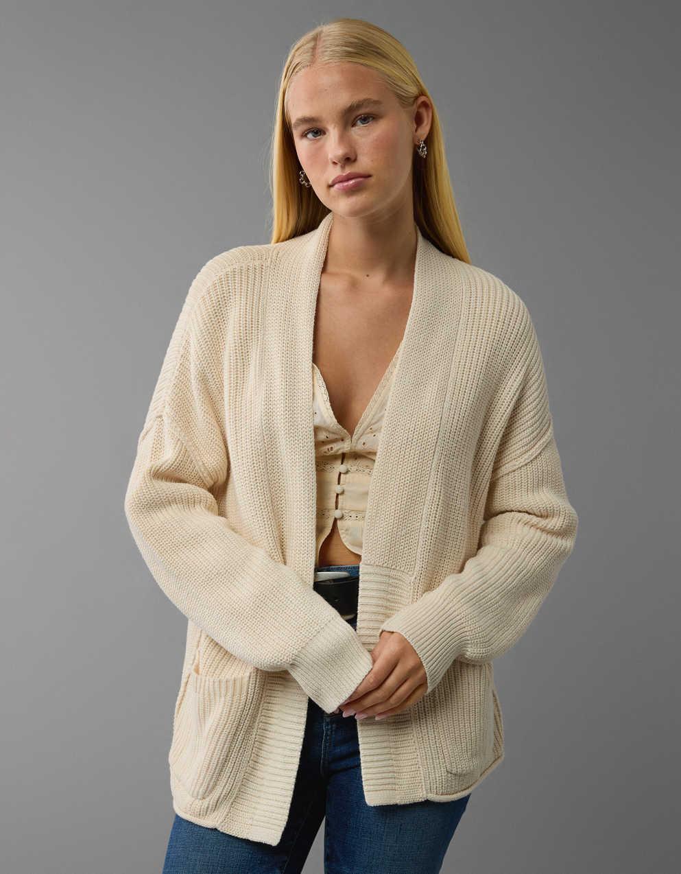 AE Open Front Shaker-Stitch Cardigan | Men's & Women's Jeans