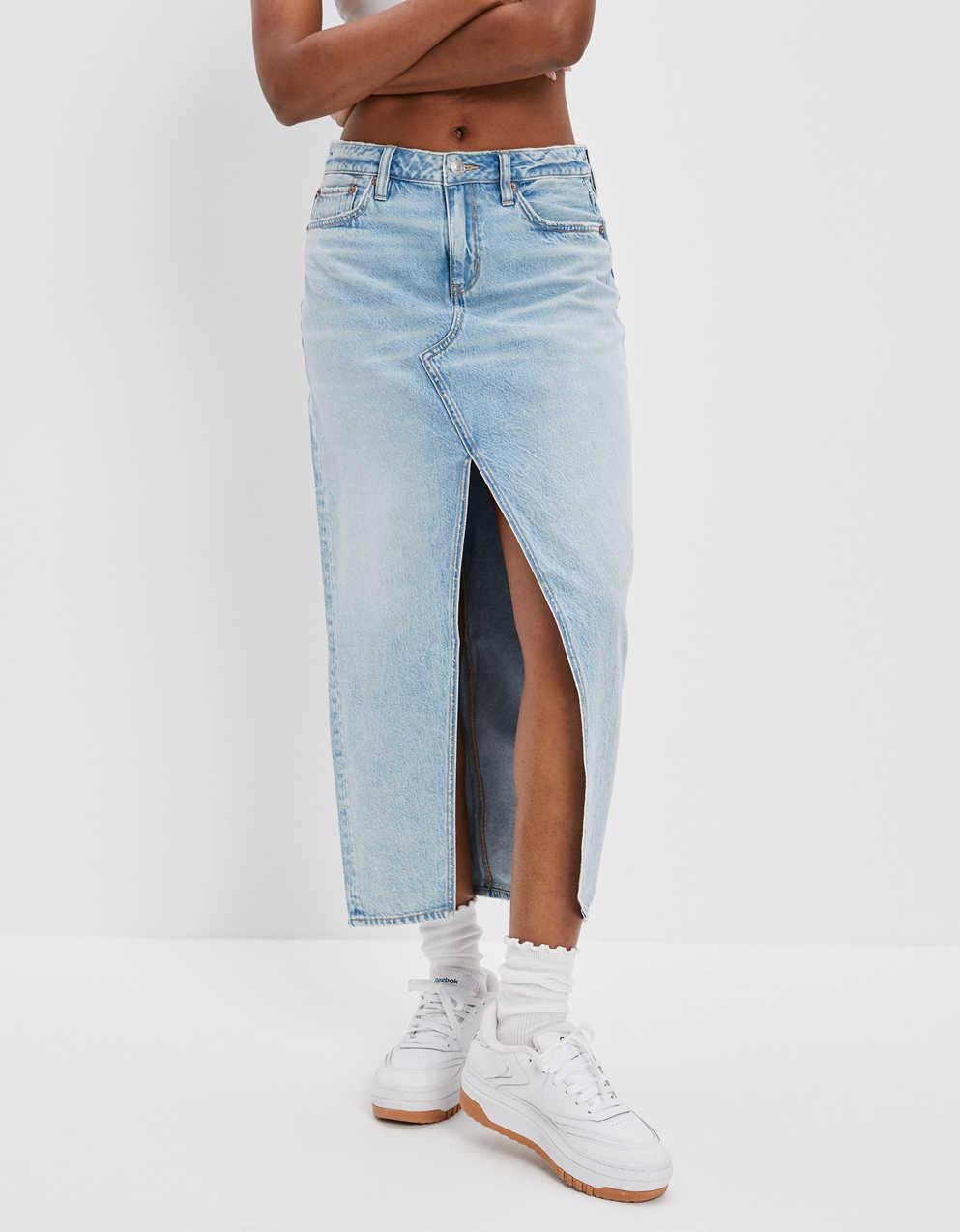 AMERI FOLD DENIM SKIRT　Mサイズ AE Dreamy Drape Low-Rise Denim Maxi Skirt | Men's & Women's