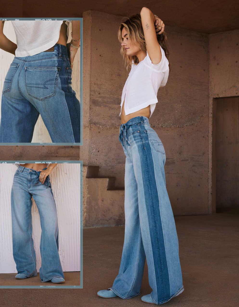 AE Dreamy Drape Stretch Side Stripe Super High-Waisted Baggy