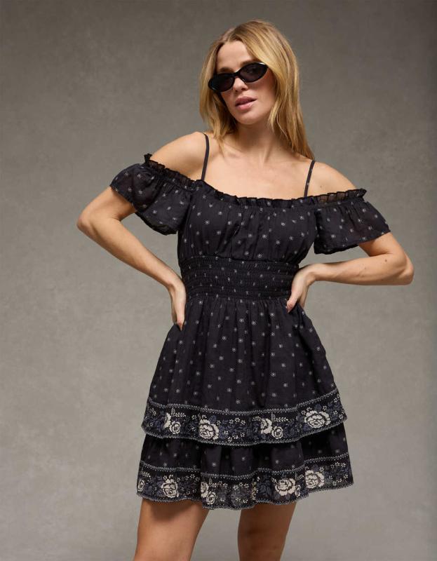 AE Off-The-Shoulder Smocked Mini Dress | Men's & Women's Jeans, Clothes &  Accessories | American Eagle Hong Kong