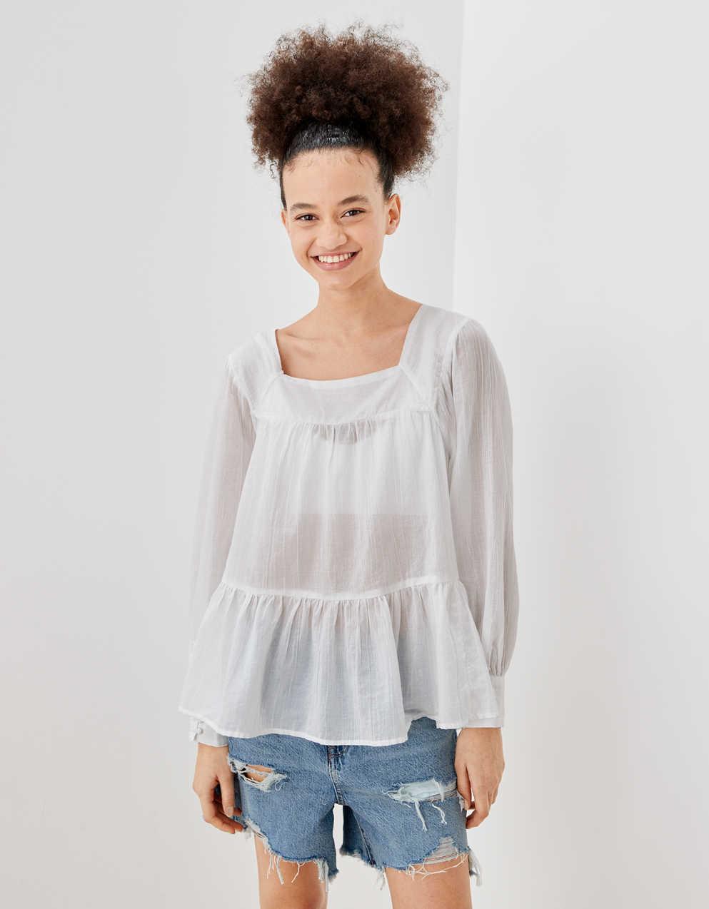 square neck peasant top