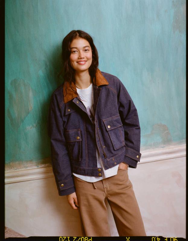 AE Waxed Cropped Utility Jacket Men's Women's Jeans, Clothes