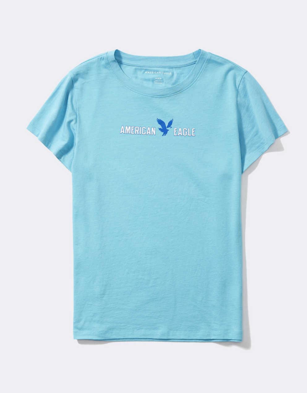 blue and white graphic shirt