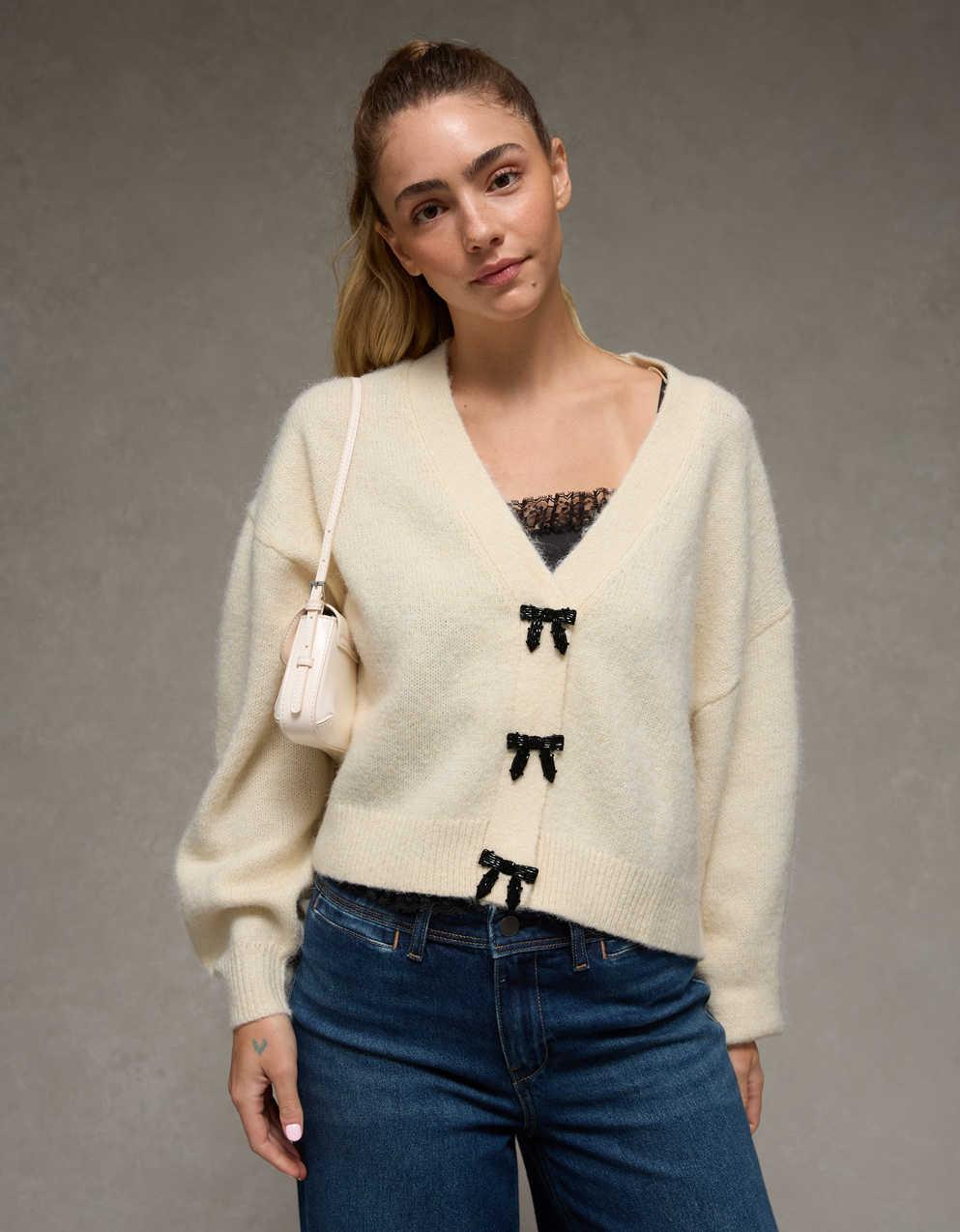 AE V-Neck Bow Cardigan | Men's & Women's Jeans, Clothes