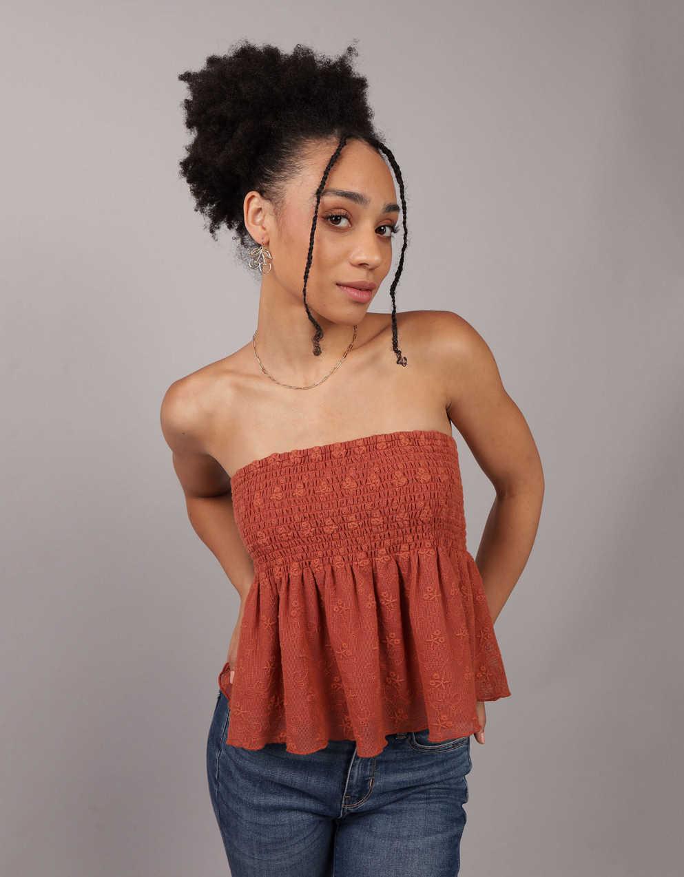 american eagle smocked tube top