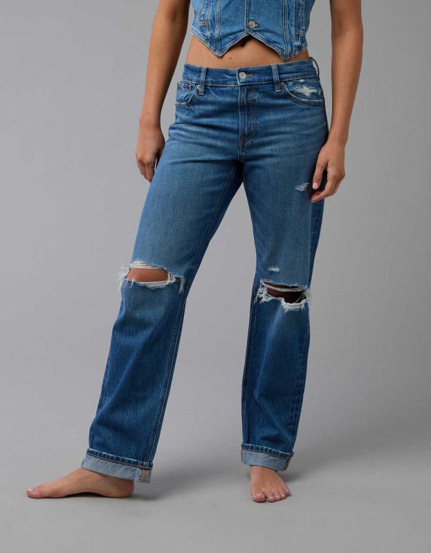 AE Ripped Low-Rise Ex-Boyfriend Jean Men's Women's Jeans, Clothes  Accessories American Eagle Korea