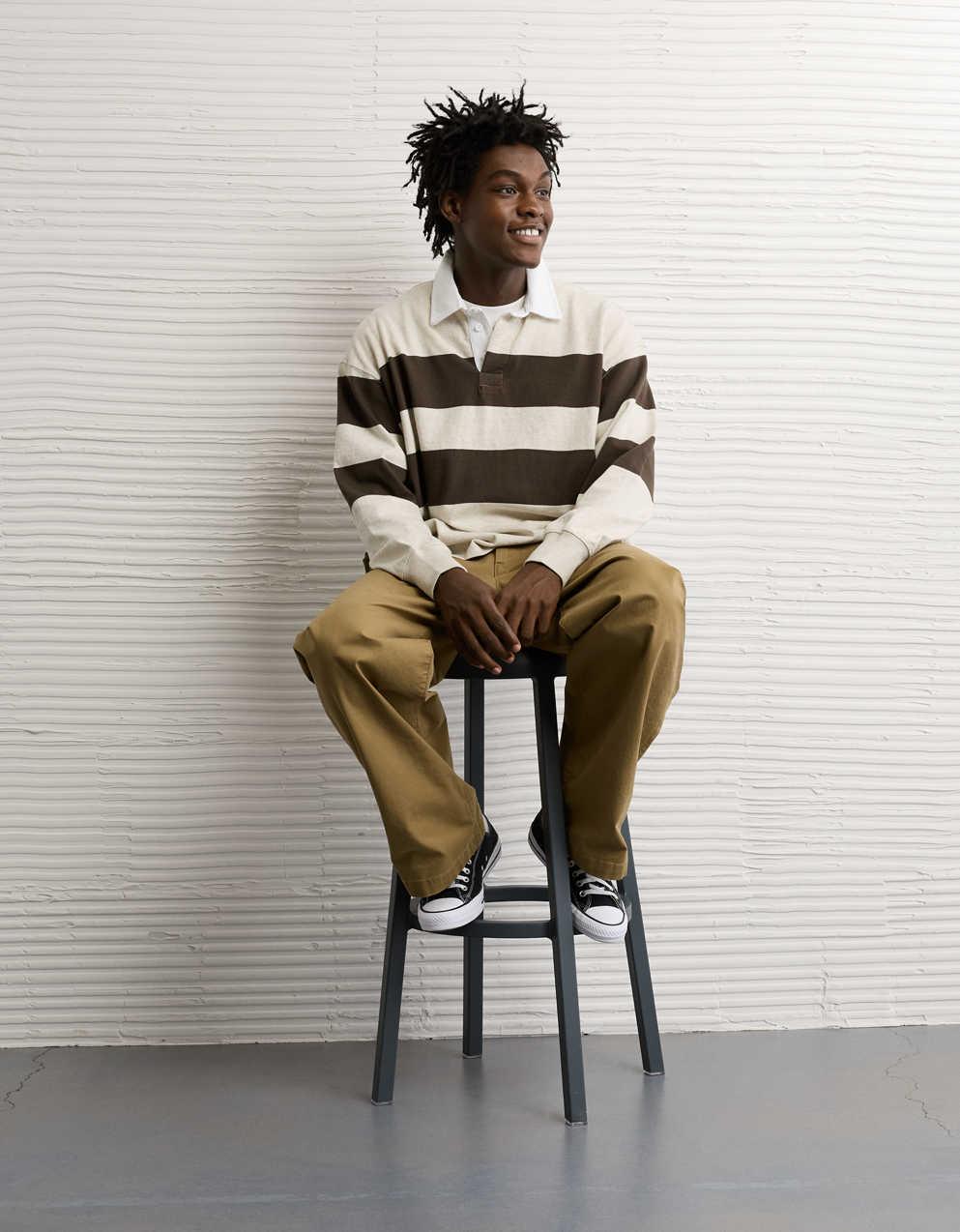 AE長袖ボクシーラグビーポロシャツ | メンズ・レディース ジーンズ