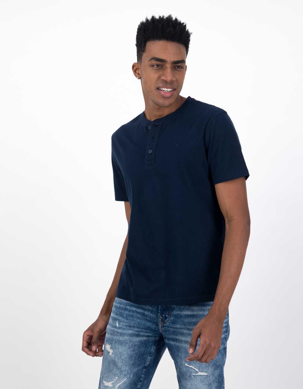 トップス aeae USA BANNER HENLY NECK TEE AE Henley T-Shirt