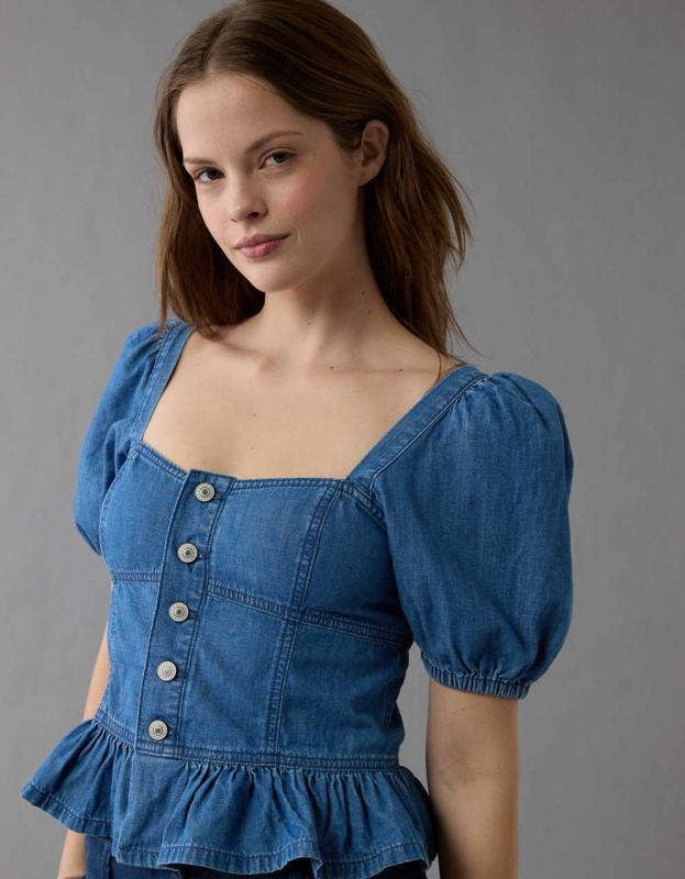 AE Denim Puff Sleeve Shirt | Men