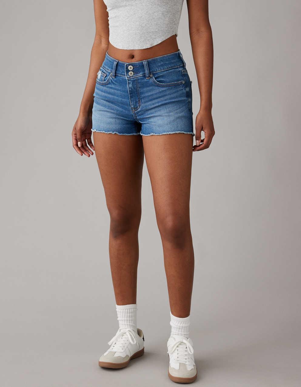 High rise denim shorts online