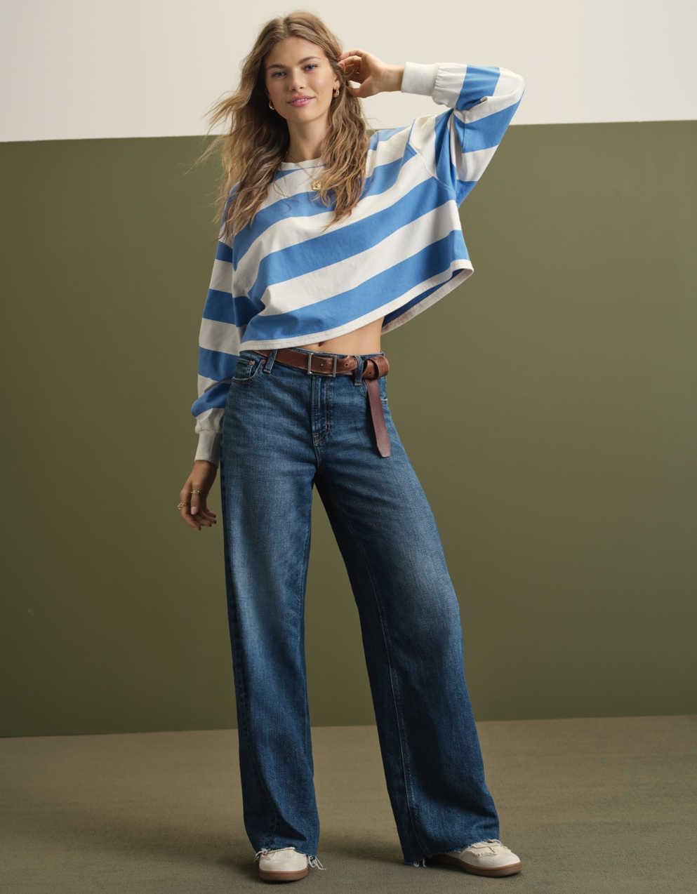 AE Dreamy Drape ストレッチ スーパー ハイウエスト バギー ワイド