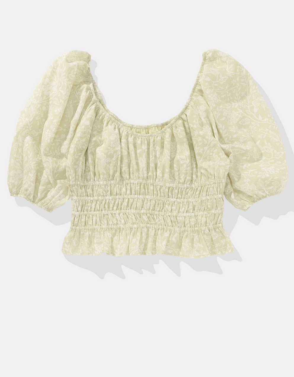 square neck smocked top