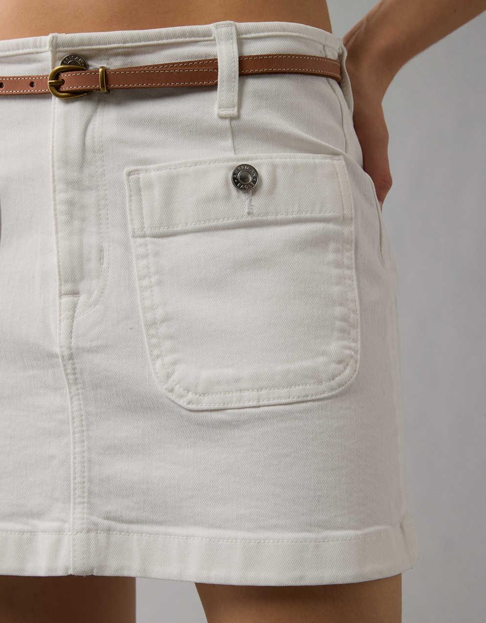 AE Stretch Low-Rise A-Line Denim Mini Skirt Men's Women's